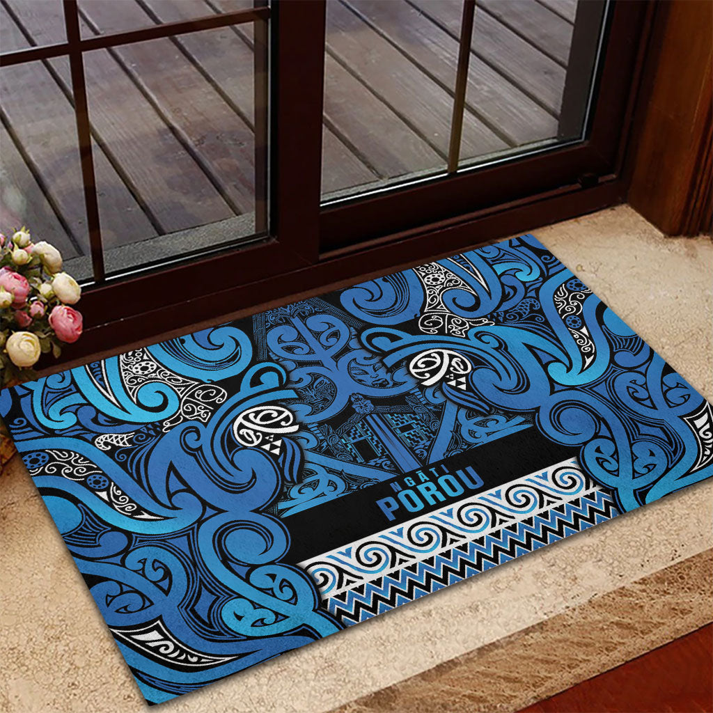 Aotearoa Iwi Ngati Porou Rubber Doormat Maori Wharenui House Tribal Pattern