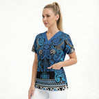 Aotearoa Iwi Ngati Porou Scrub Top Maori Wharenui House Tribal Pattern
