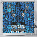 Aotearoa Iwi Ngati Porou Shower Curtain Maori Wharenui House Tribal Pattern