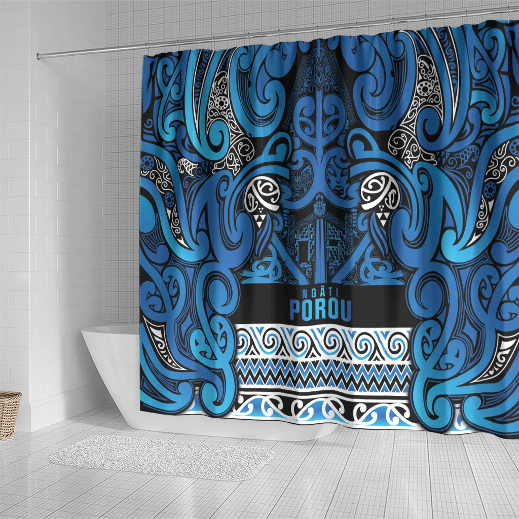 Aotearoa Iwi Ngati Porou Shower Curtain Maori Wharenui House Tribal Pattern