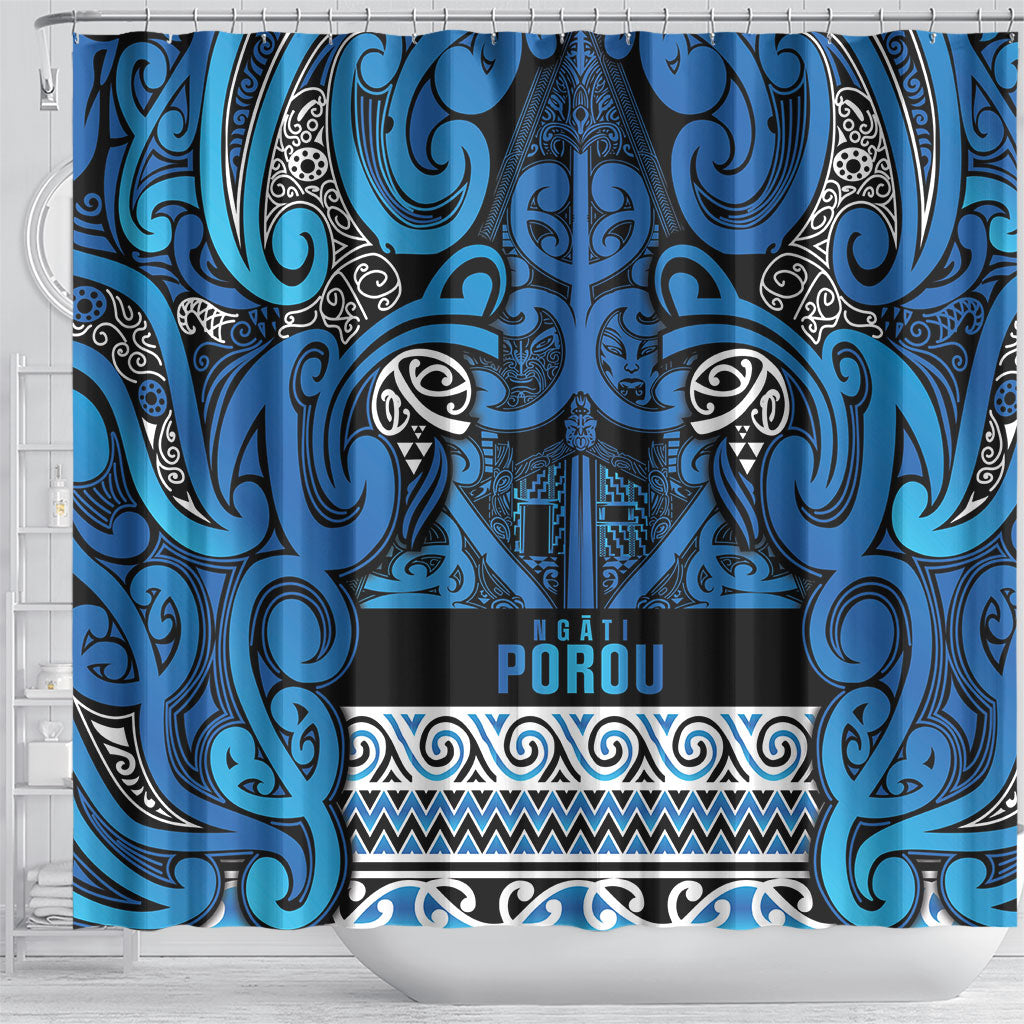 Aotearoa Iwi Ngati Porou Shower Curtain Maori Wharenui House Tribal Pattern