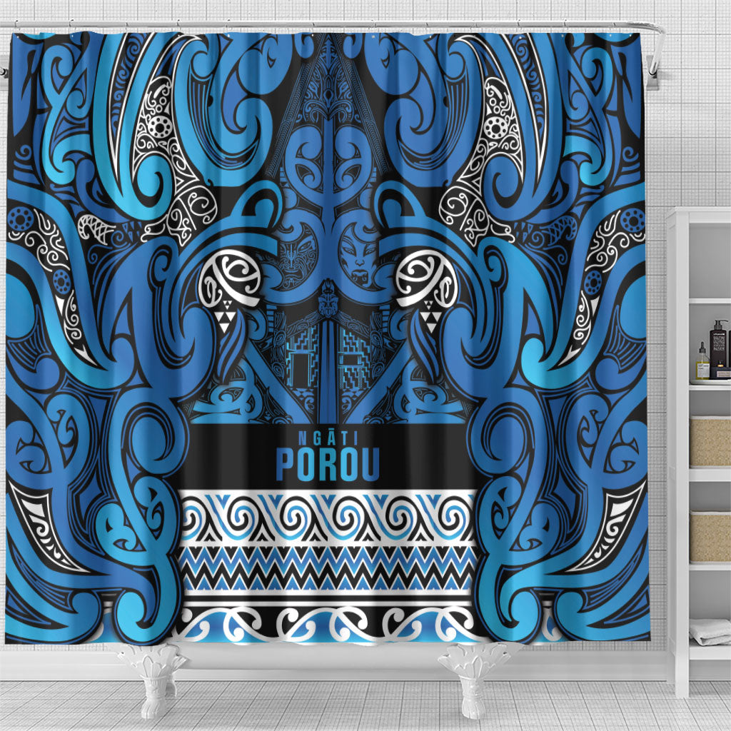 Aotearoa Iwi Ngati Porou Shower Curtain Maori Wharenui House Tribal Pattern
