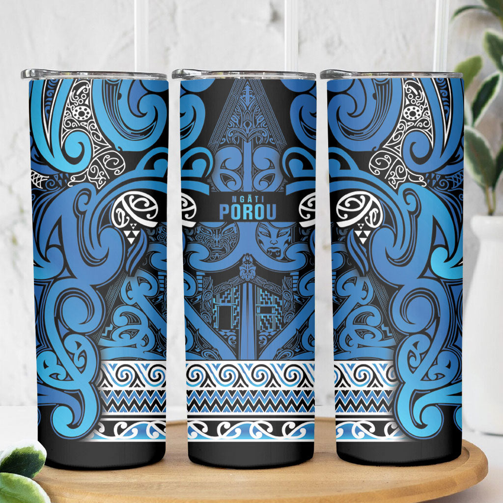 Aotearoa Iwi Ngati Porou Skinny Tumbler Maori Wharenui House Tribal Pattern