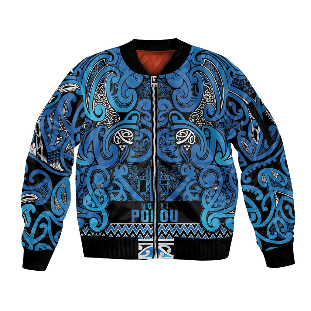 Aotearoa Iwi Ngati Porou Sleeve Zip Bomber Jacket Maori Wharenui House Tribal Pattern