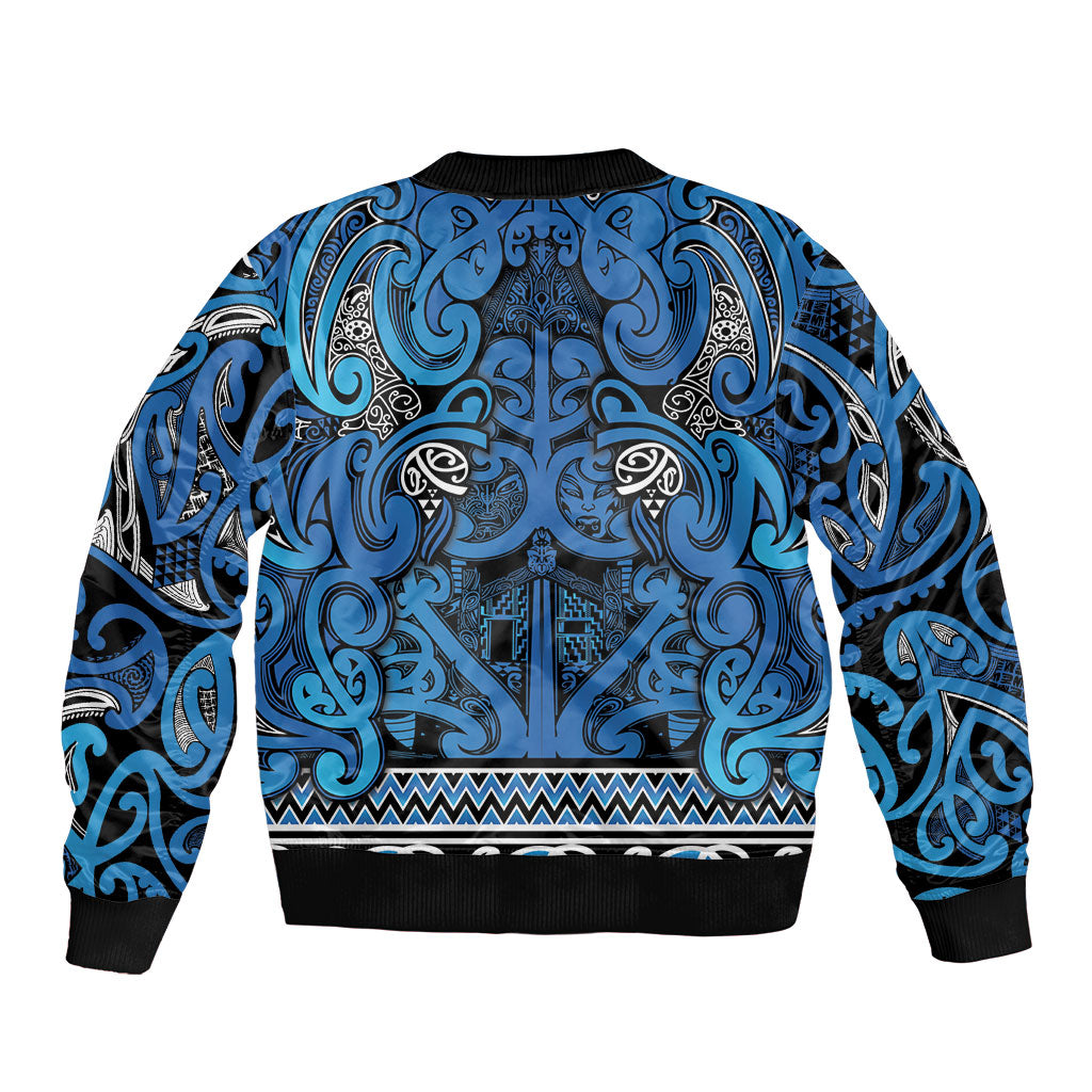 Aotearoa Iwi Ngati Porou Sleeve Zip Bomber Jacket Maori Wharenui House Tribal Pattern