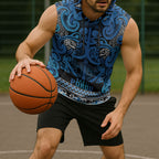 Aotearoa Iwi Ngati Porou Sleeveless Hoodie Maori Wharenui House Tribal Pattern