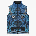 Aotearoa Iwi Ngati Porou Sleeveless Puffer Jacket Maori Wharenui House Tribal Pattern