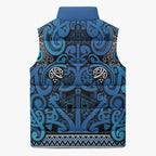 Aotearoa Iwi Ngati Porou Sleeveless Puffer Jacket Maori Wharenui House Tribal Pattern