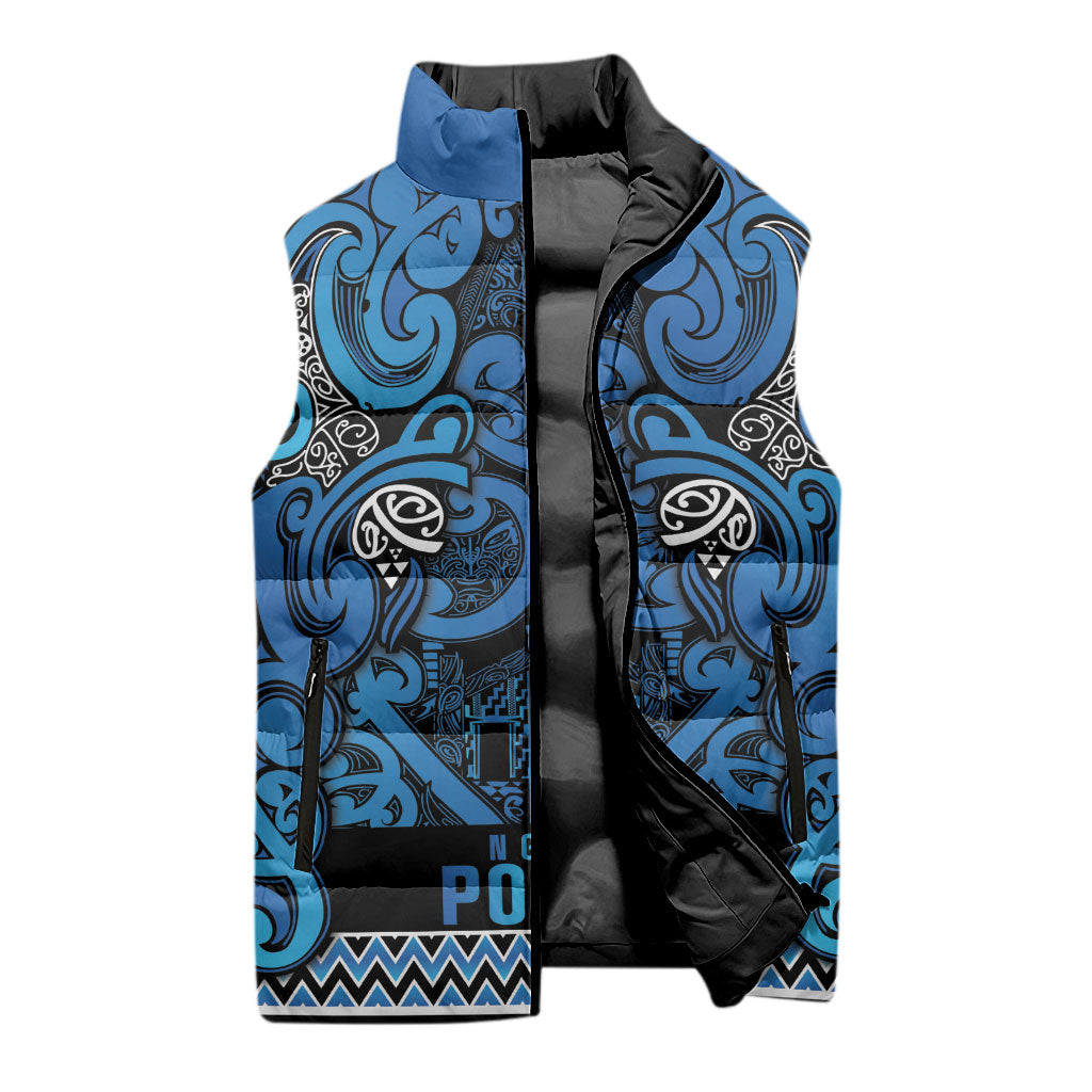 Aotearoa Iwi Ngati Porou Sleeveless Puffer Jacket Maori Wharenui House Tribal Pattern