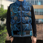 Aotearoa Iwi Ngati Porou Sleeveless Puffer Jacket Maori Wharenui House Tribal Pattern