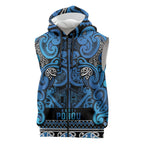 Aotearoa Iwi Ngati Porou Sleeveless Zip Hoodie Maori Wharenui House Tribal Pattern