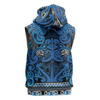 Aotearoa Iwi Ngati Porou Sleeveless Zip Hoodie Maori Wharenui House Tribal Pattern