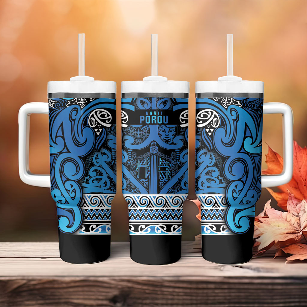 Aotearoa Iwi Ngati Porou Tumbler With Handle Maori Wharenui House Tribal Pattern