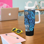 Aotearoa Iwi Ngati Porou Tumbler With Handle Maori Wharenui House Tribal Pattern