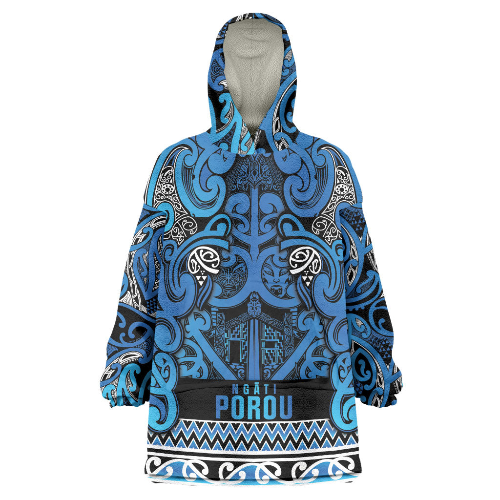 Aotearoa Iwi Ngati Porou Wearable Blanket Hoodie Maori Wharenui House Tribal Pattern