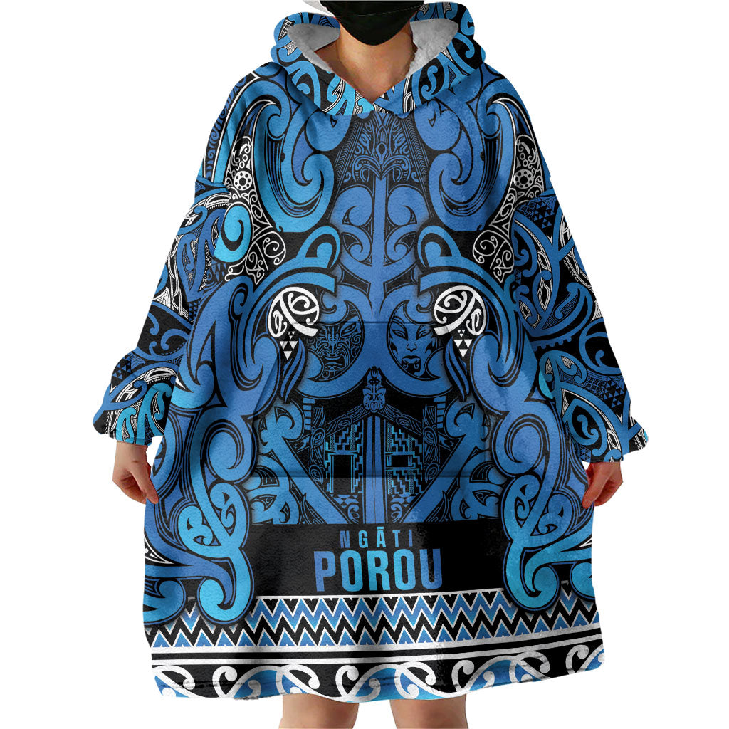 Aotearoa Iwi Ngati Porou Wearable Blanket Hoodie Maori Wharenui House Tribal Pattern