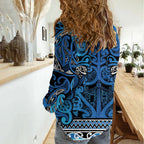 Aotearoa Iwi Ngati Porou Women Casual Shirt Maori Wharenui House Tribal Pattern
