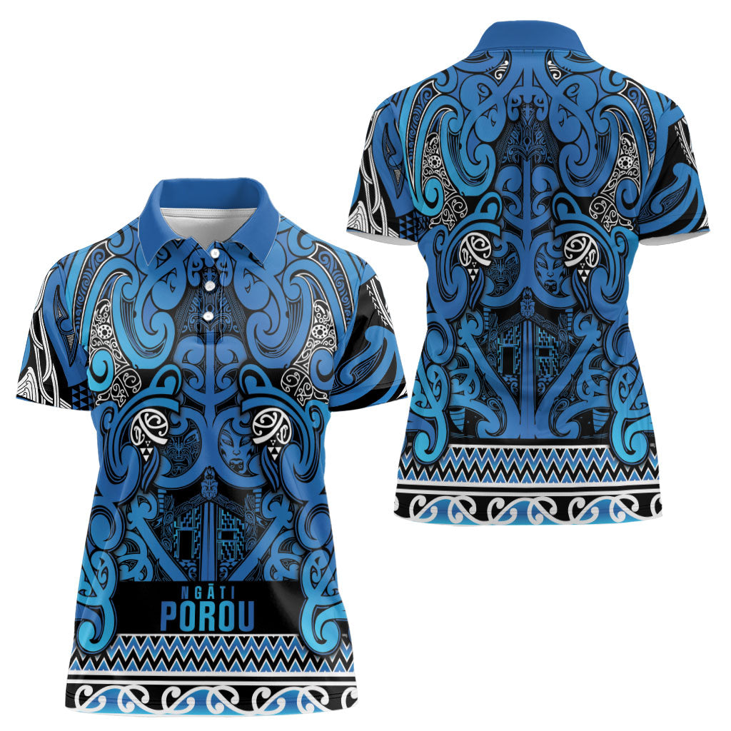 Aotearoa Iwi Ngati Porou Women Polo Shirt Maori Wharenui House Tribal Pattern