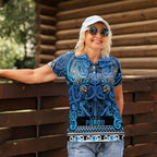 Aotearoa Iwi Ngati Porou Women Polo Shirt Maori Wharenui House Tribal Pattern
