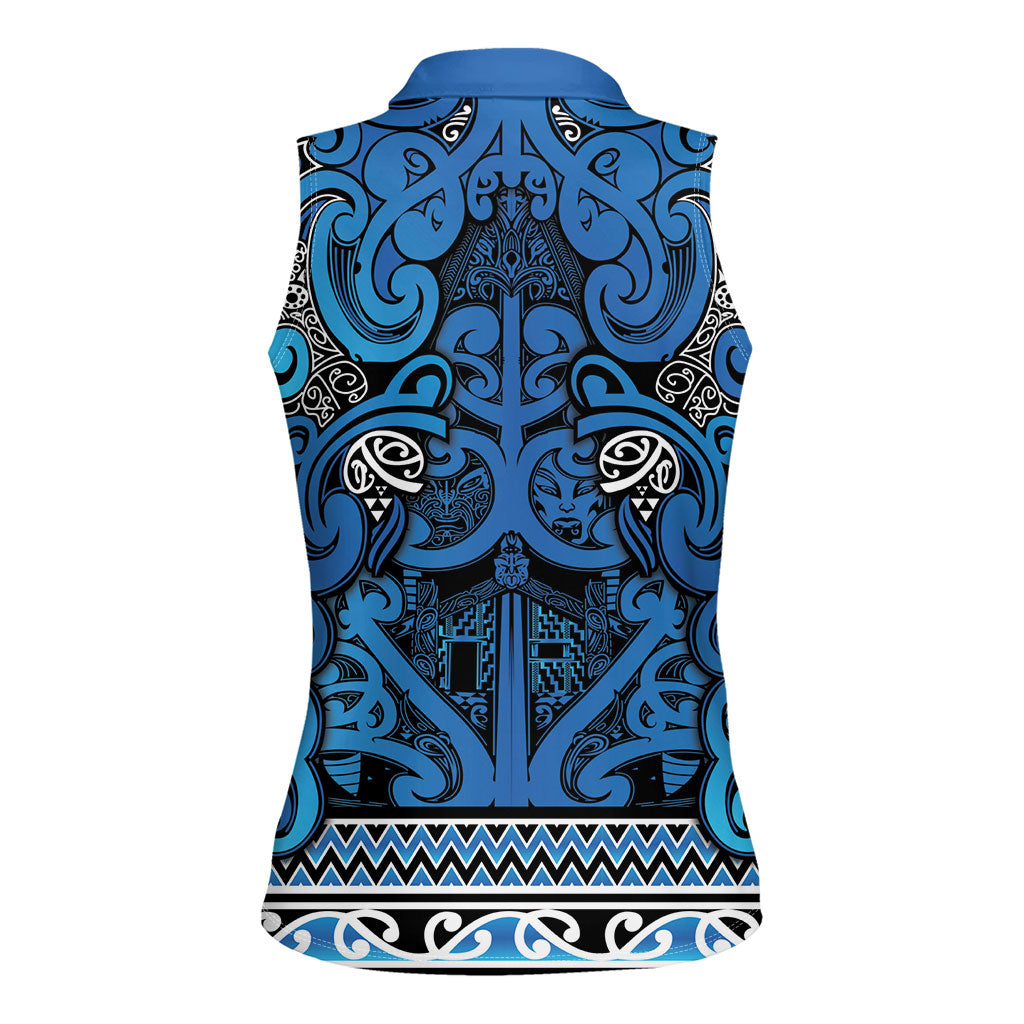 Aotearoa Iwi Ngati Porou Women Sleeveless Polo Shirt Maori Wharenui House Tribal Pattern