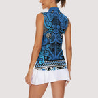 Aotearoa Iwi Ngati Porou Women Sleeveless Polo Shirt Maori Wharenui House Tribal Pattern