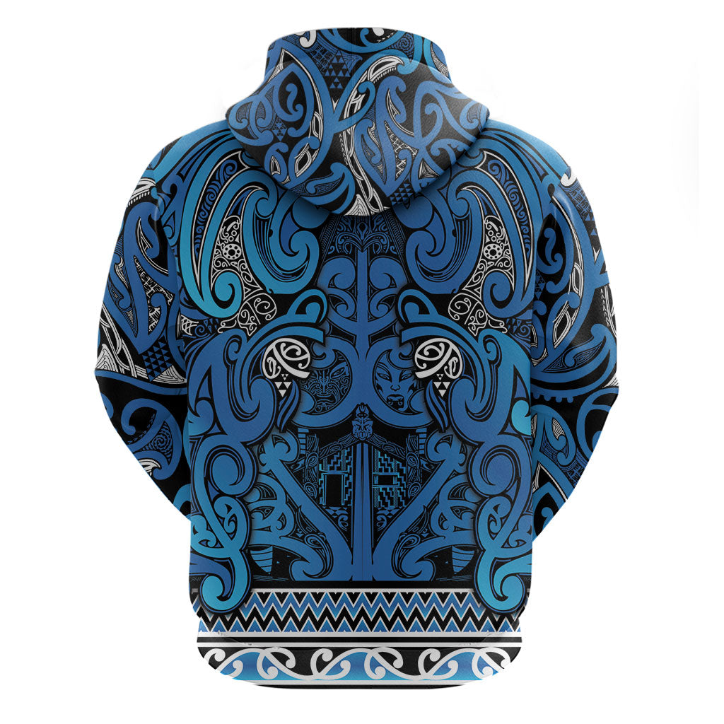 Aotearoa Iwi Ngati Porou Zip Hoodie Maori Wharenui House Tribal Pattern