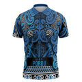 Aotearoa Iwi Ngati Porou Zipper Polo Shirt Maori Wharenui House Tribal Pattern