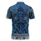 Aotearoa Iwi Ngati Porou Zipper Polo Shirt Maori Wharenui House Tribal Pattern
