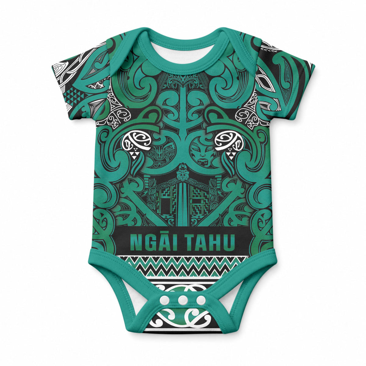 Aotearoa Iwi Ngai Tahu Baby Onesie Maori Wharenui House Tribal Pattern