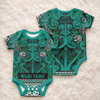 Aotearoa Iwi Ngai Tahu Baby Onesie Maori Wharenui House Tribal Pattern