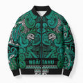 Aotearoa Iwi Ngai Tahu Bomber Puffer Jacket Maori Wharenui House Tribal Pattern