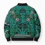 Aotearoa Iwi Ngai Tahu Bomber Puffer Jacket Maori Wharenui House Tribal Pattern