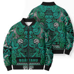 Aotearoa Iwi Ngai Tahu Bomber Puffer Jacket Maori Wharenui House Tribal Pattern