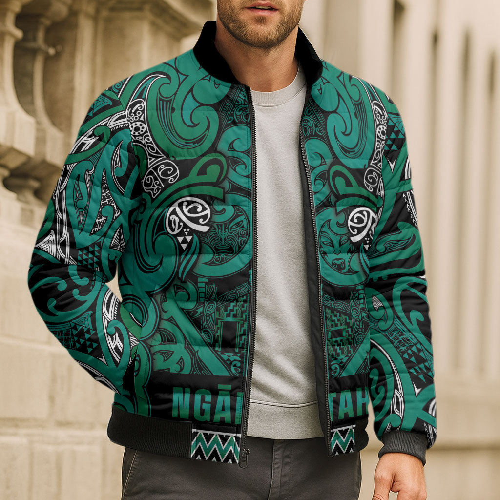Aotearoa Iwi Ngai Tahu Bomber Puffer Jacket Maori Wharenui House Tribal Pattern