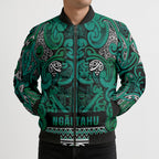 Aotearoa Iwi Ngai Tahu Bomber Puffer Jacket Maori Wharenui House Tribal Pattern
