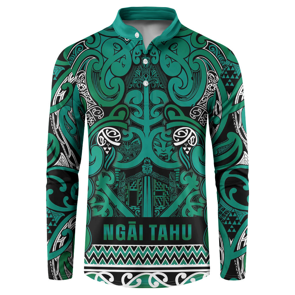 Aotearoa Iwi Ngai Tahu Button Sweatshirt Maori Wharenui House Tribal Pattern