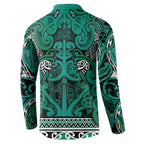Aotearoa Iwi Ngai Tahu Button Sweatshirt Maori Wharenui House Tribal Pattern