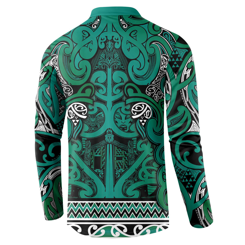 Aotearoa Iwi Ngai Tahu Button Sweatshirt Maori Wharenui House Tribal Pattern