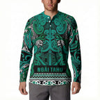 Aotearoa Iwi Ngai Tahu Button Sweatshirt Maori Wharenui House Tribal Pattern