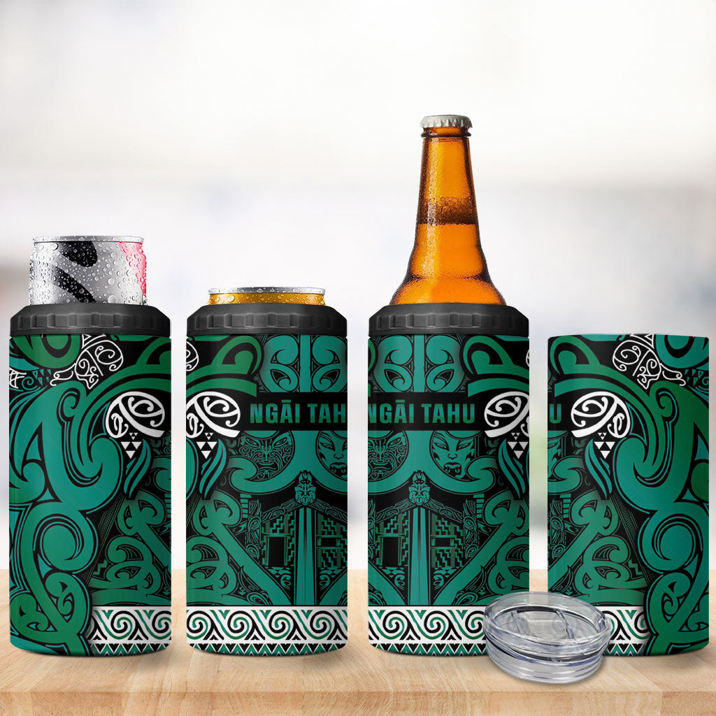 Aotearoa Iwi Ngai Tahu 4 in 1 Can Cooler Tumbler Maori Wharenui House Tribal Pattern