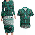 Aotearoa Iwi Ngai Tahu Couples Matching Long Sleeve Bodycon Dress and Hawaiian Shirt Maori Wharenui House Tribal Pattern
