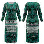 Aotearoa Iwi Ngai Tahu Couples Matching Long Sleeve Bodycon Dress and Long Sleeve Button Shirt Maori Wharenui House Tribal Pattern