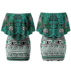 Aotearoa Iwi Ngai Tahu Couples Matching Off Shoulder Short Dress and Hawaiian Shirt Maori Wharenui House Tribal Pattern