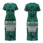 Aotearoa Iwi Ngai Tahu Couples Matching Short Sleeve Bodycon Dress and Hawaiian Shirt Maori Wharenui House Tribal Pattern