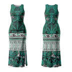 Aotearoa Iwi Ngai Tahu Couples Matching Tank Maxi Dress and Long Sleeve Button Shirt Maori Wharenui House Tribal Pattern