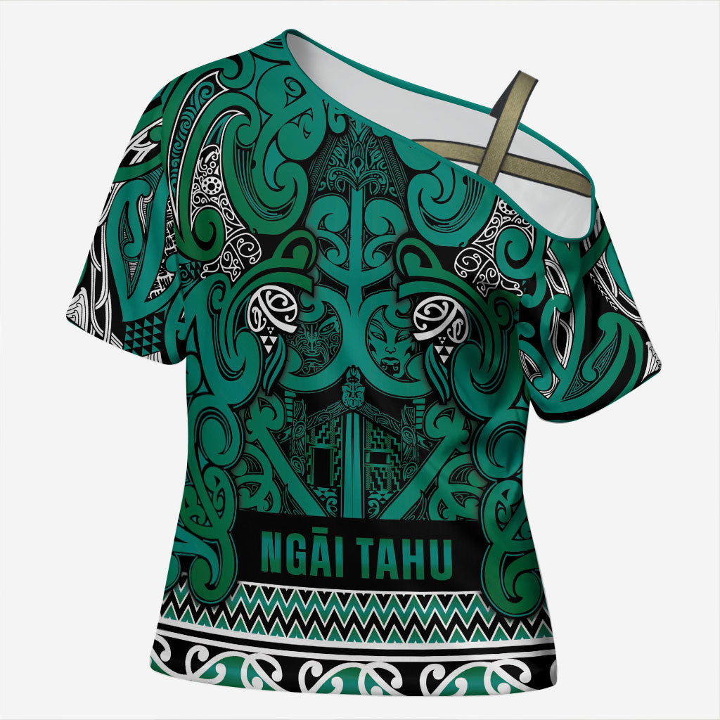 Aotearoa Iwi Ngai Tahu Cross Shoulder Shirt Maori Wharenui House Tribal Pattern