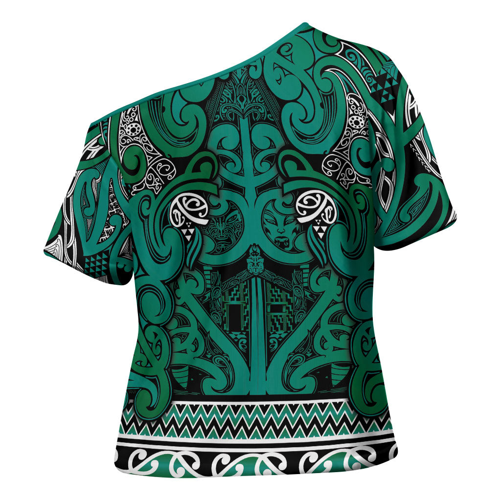 Aotearoa Iwi Ngai Tahu Cross Shoulder Shirt Maori Wharenui House Tribal Pattern