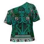 Aotearoa Iwi Ngai Tahu Cross Shoulder Shirt Maori Wharenui House Tribal Pattern