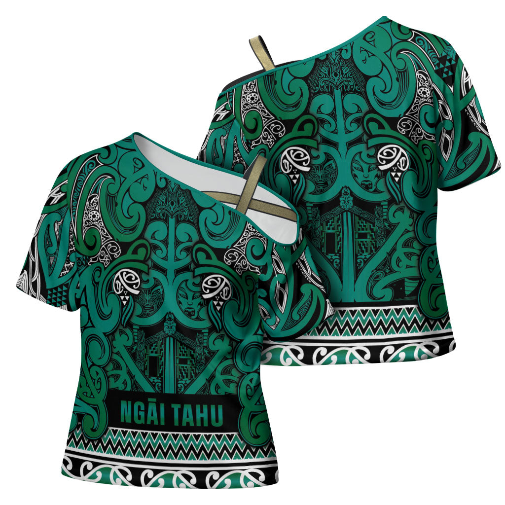 Aotearoa Iwi Ngai Tahu Cross Shoulder Shirt Maori Wharenui House Tribal Pattern