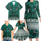 Aotearoa Iwi Ngai Tahu Family Matching Long Sleeve Bodycon Dress and Hawaiian Shirt Maori Wharenui House Tribal Pattern